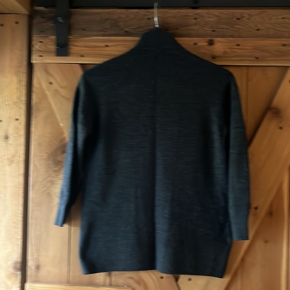 Lululemon Merino Wool-Blend Ribbed Long Wrap Sweater - Heathered Black, Size 0 - Picture 3 of 5